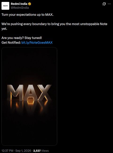 Redmi Note 17 Pro Max India launch teased via X