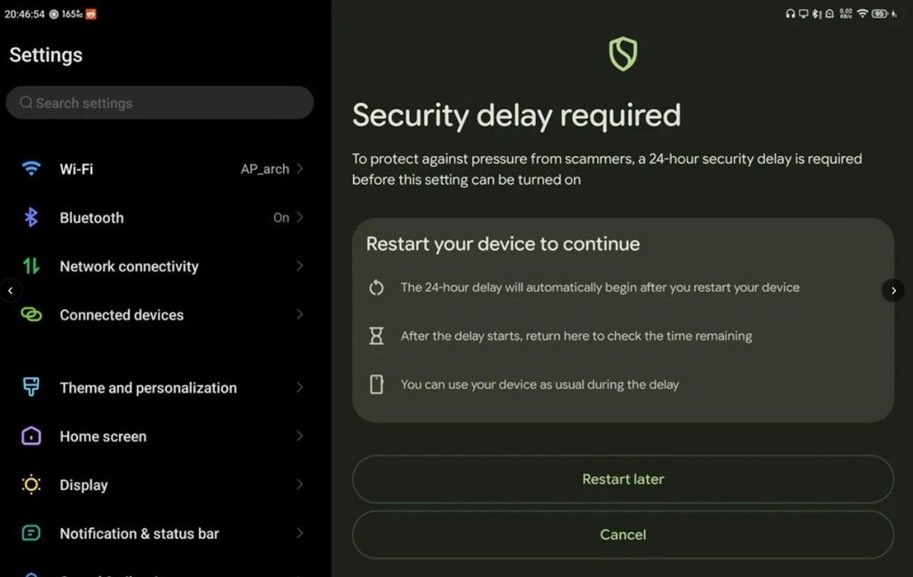 Android Sideload Security delay required prompt Android Sideload Security delay required prompt