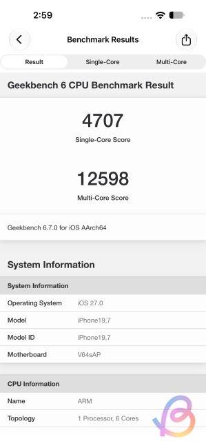 a20 pro geekbench 6 score