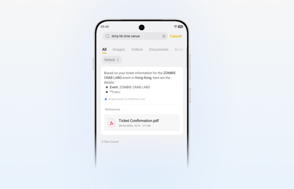 AI search for File Manager and Origin Notes on Vivo OriginOS 7