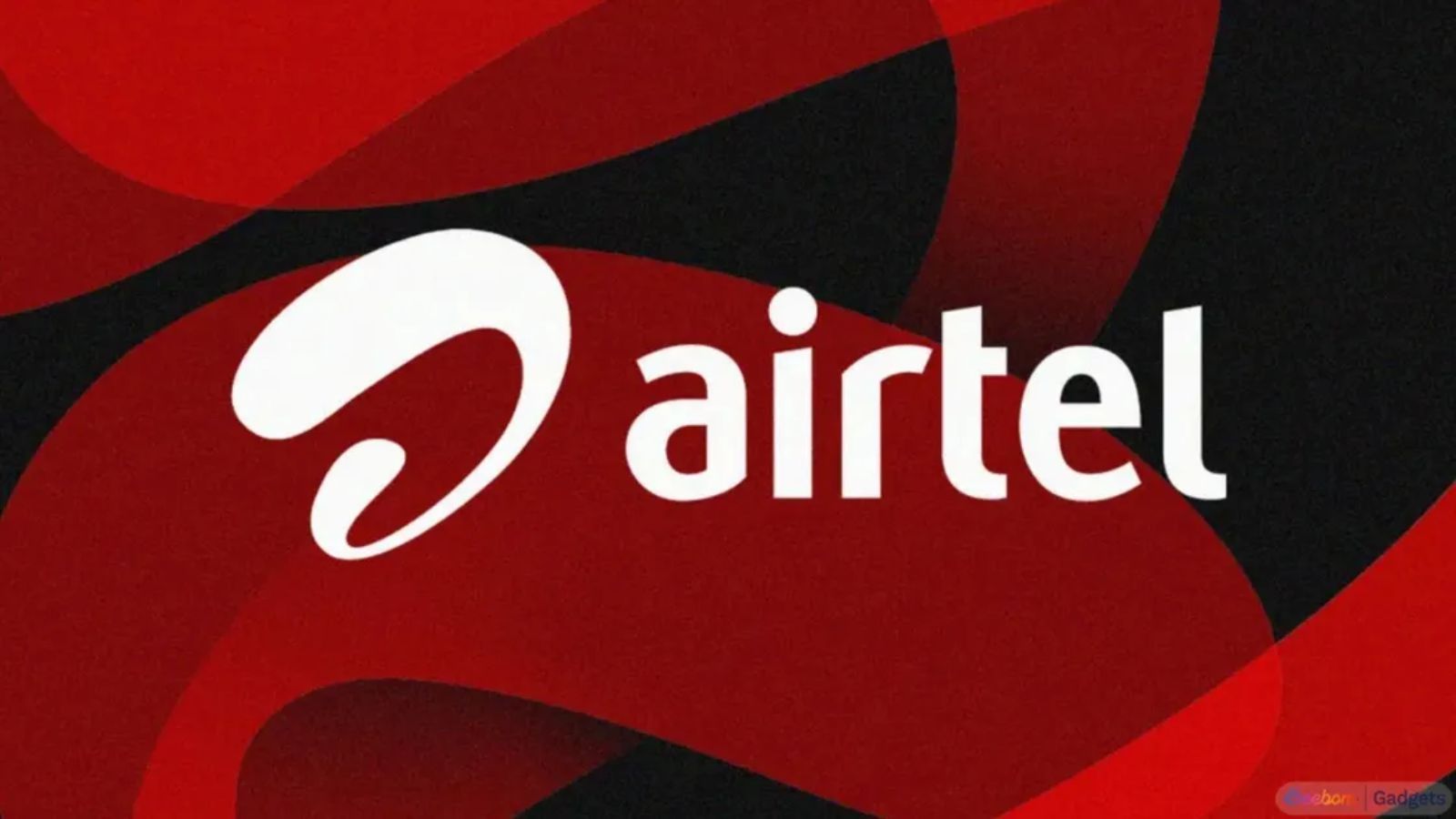 Airtel logo with red accents and hues surrounding it
