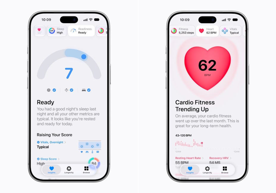 The app can also measure Readiness Score and Hearth health data