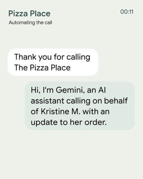Google Gemini Call for Me feature in action