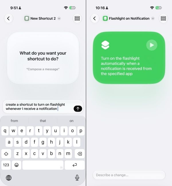 Create a shortcut with Apple Intelligence