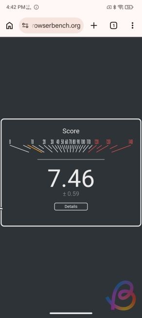 screenshot showing speedometer 3.1 score of dimensity 7060 screenshot showing speedometer 3.1 score of dimensity 7060