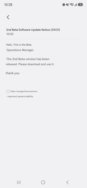Galaxy A35's software section with One UI 9 Beta 2 changelog Galaxy A35's software section with One UI 9 Beta 2 changelog