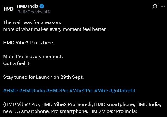 HMD Vibe 2 Pro Teaser on X by HMD India HMD Vibe 2 Pro Teaser on X by HMD India