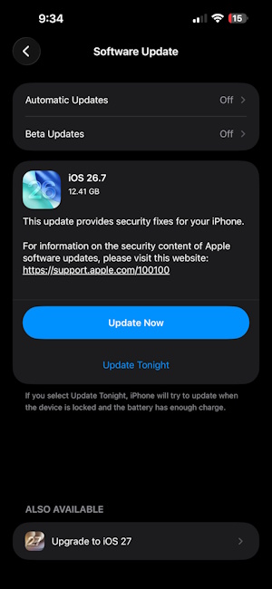 iOS 26.7 update seeded to Apple iPhones iOS 26.7 update seeded to Apple iPhones