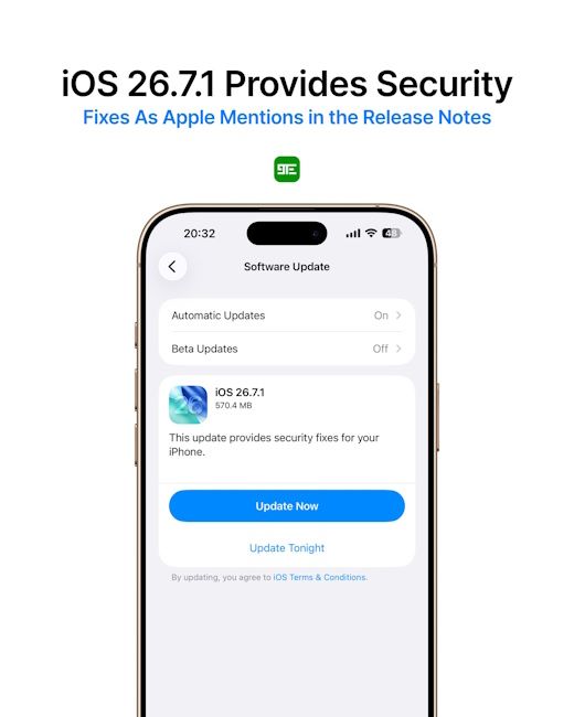 iOS 26.7.1 update rolling out to iPhones iOS 26.7.1 update rolling out to iPhones
