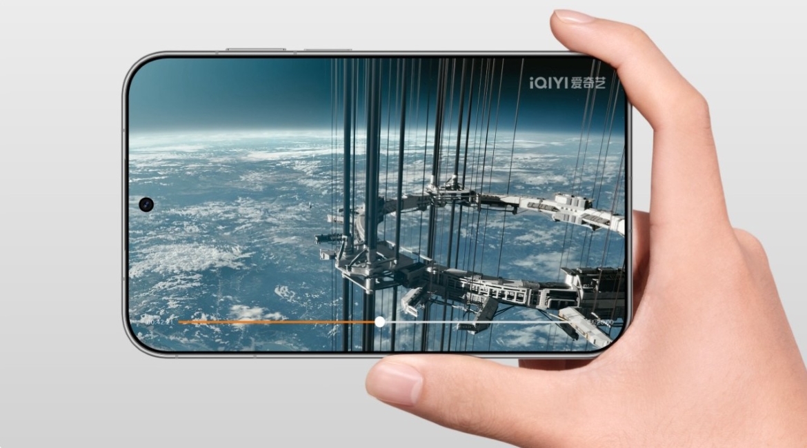 Huawei Pura X View from the front with a video being played on