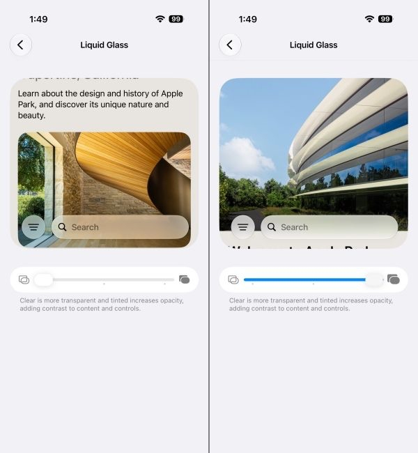 iOS 27 Liquid Glass slider