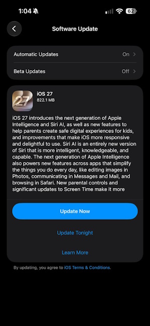 iOS 27 stable update goes official for iPhones