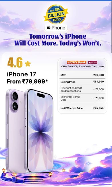iPhone 17 Flipkart BBD sale price 2026 screenshot