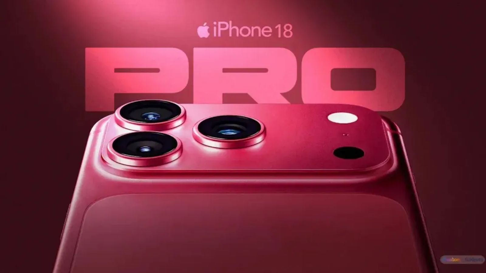 iPhone 18 Pro Dark Cherry red colourway camera module close up