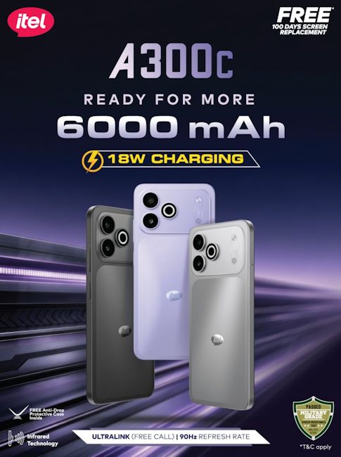 Itel A300C design and specs showcased in official banner