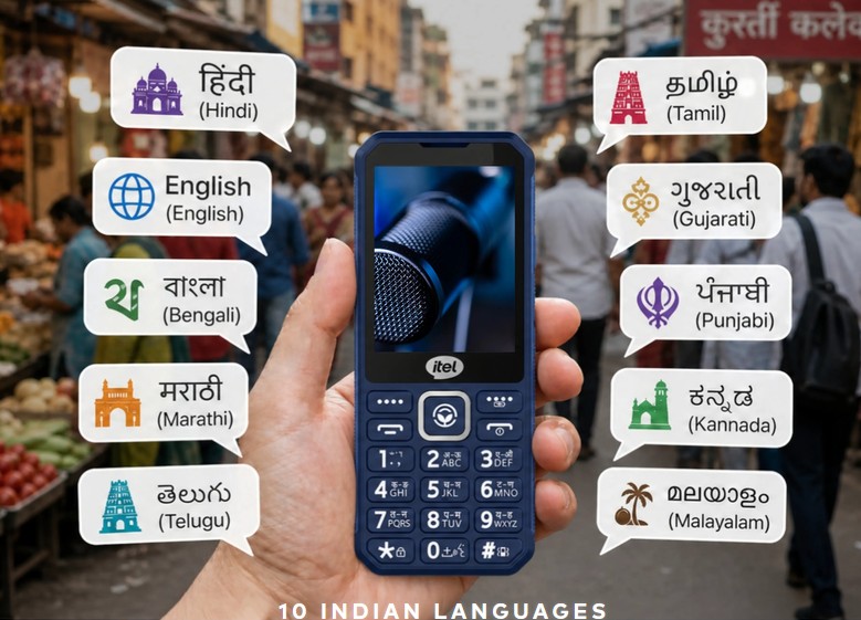 Itel tough smartphone in blue with all languages
