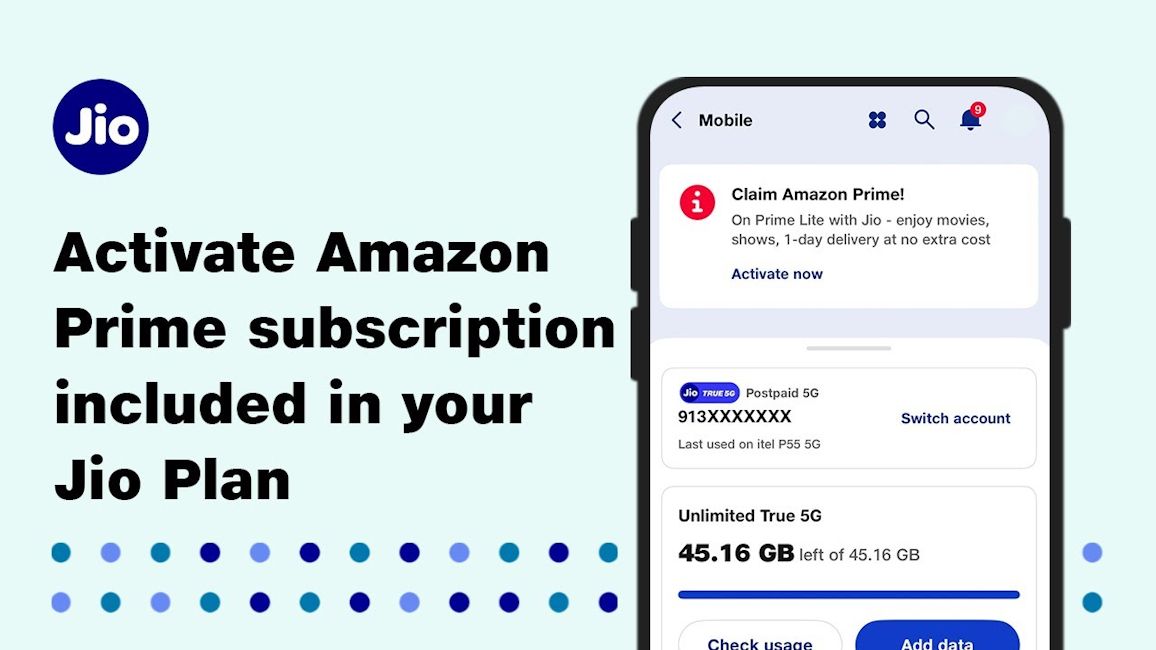 Jio Amazon Prime Lite subscription activation banner Jio Amazon Prime Lite subscription activation banner