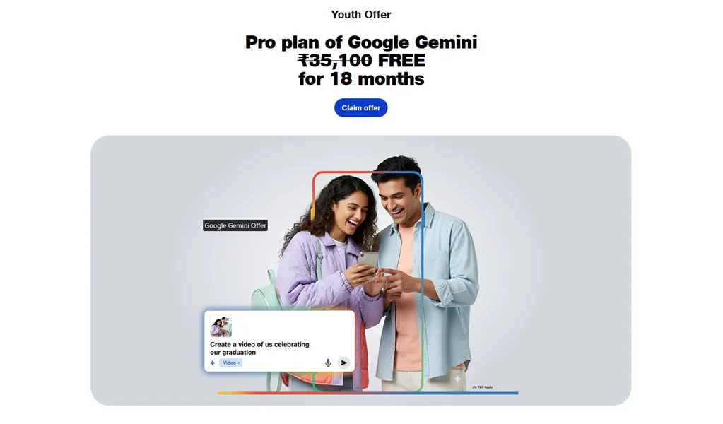 Jio is offering 18 months of Google Gemini Pro plan subscription for free Jio is offering 18 months of Google Gemini Pro plan subscription for free