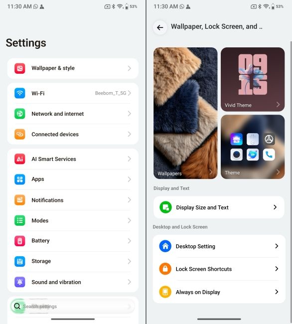 Lava Neo UI Settings and Personalization page Lava Neo UI Settings and Personalization page
