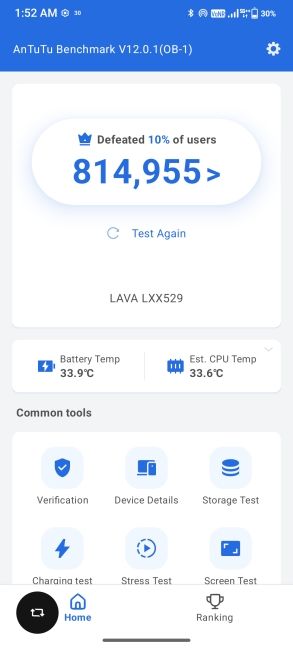 Lava Virat Curve 5G Antutu v12 Benchmarks