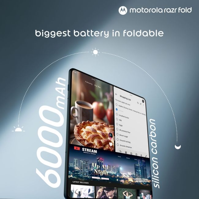 banner showing Motorola Razr Fold battery info banner showing Motorola Razr Fold battery info