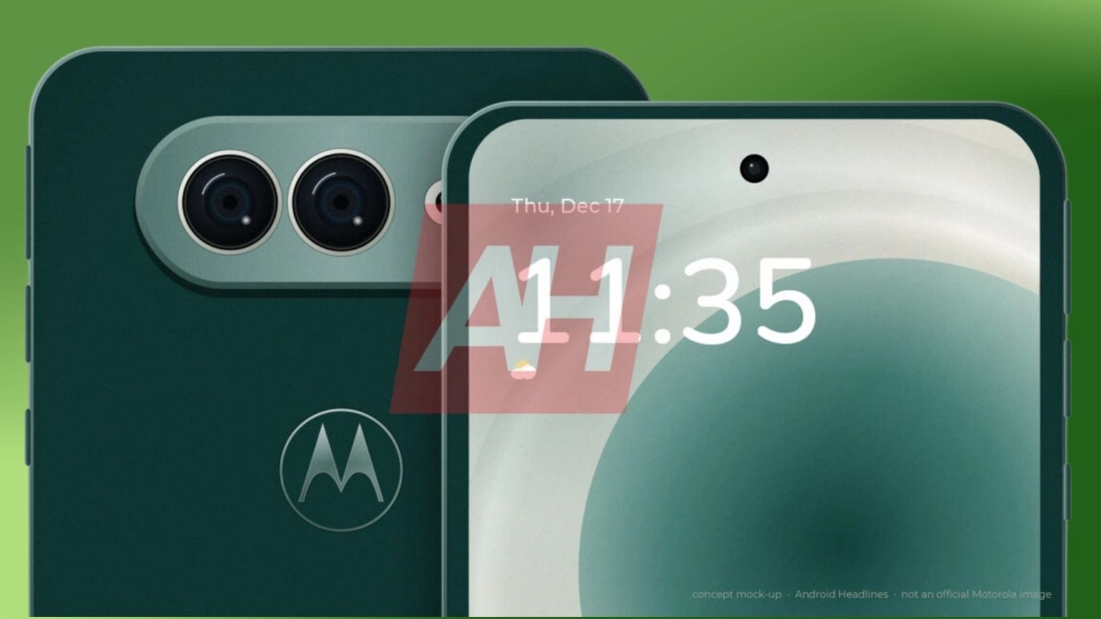 Motorola Razr Flex front and back design showcased in green