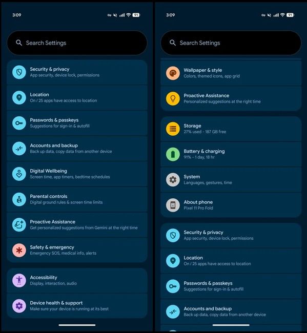 Android 17 QPR2 BEeta 5 proactive assistance option before and after