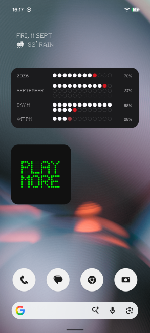 Nothing Playground's Green LED Sign widget with custom text on home screen