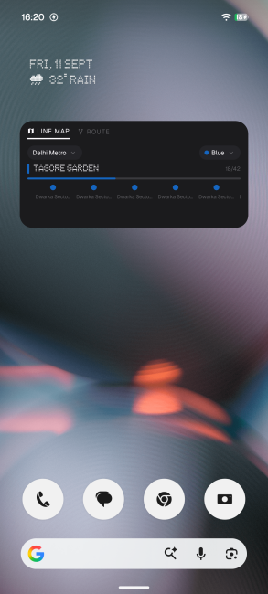 Nothing Playground Metro Guide widget with metro Line selection on Home screen