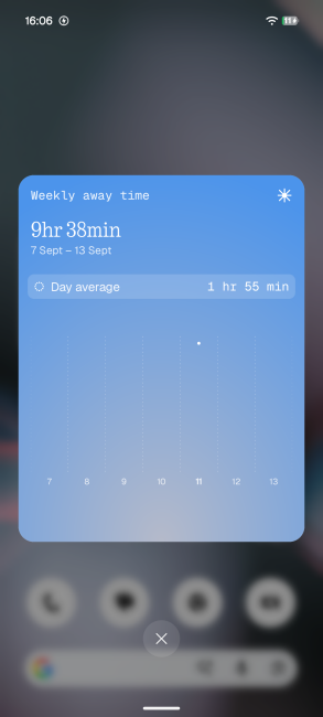 Nothing OS Away Time widget wide view on home screen