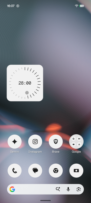 Nothing OS Glyph Timer widget on home screen