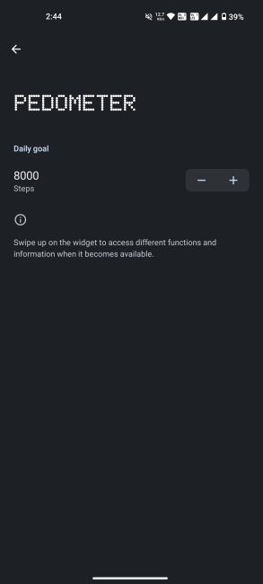 Nothing OS Pedometer goal selection screen