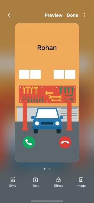 Custom contact card created on Creative Studio on One UI 9