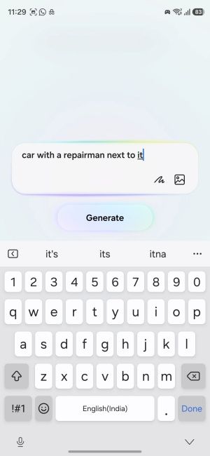 One UI 9.0 Creative Studio with prompt for creating custom contact card