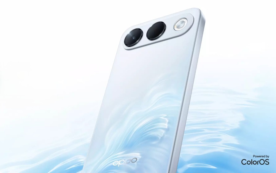 Oppo A7 Pro from the back in Blue colourway