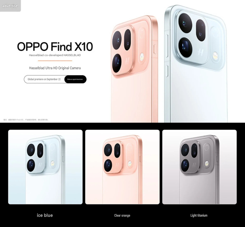 Oppo Find X10 back design showcased in three distinct colour options