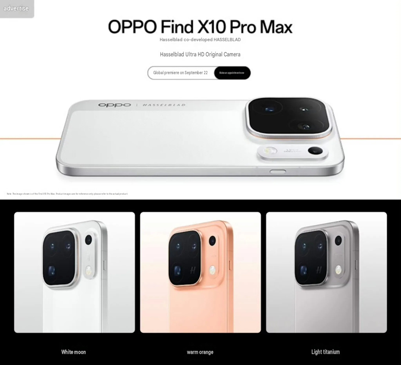 Oppo Find X10 Pro Max back design showcased in three distinct colour options