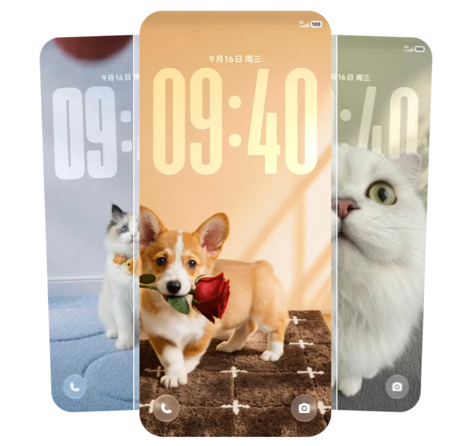 OriginOS 7 screens with Pet theme on lockscreen OriginOS 7 screens with Pet theme on lockscreen