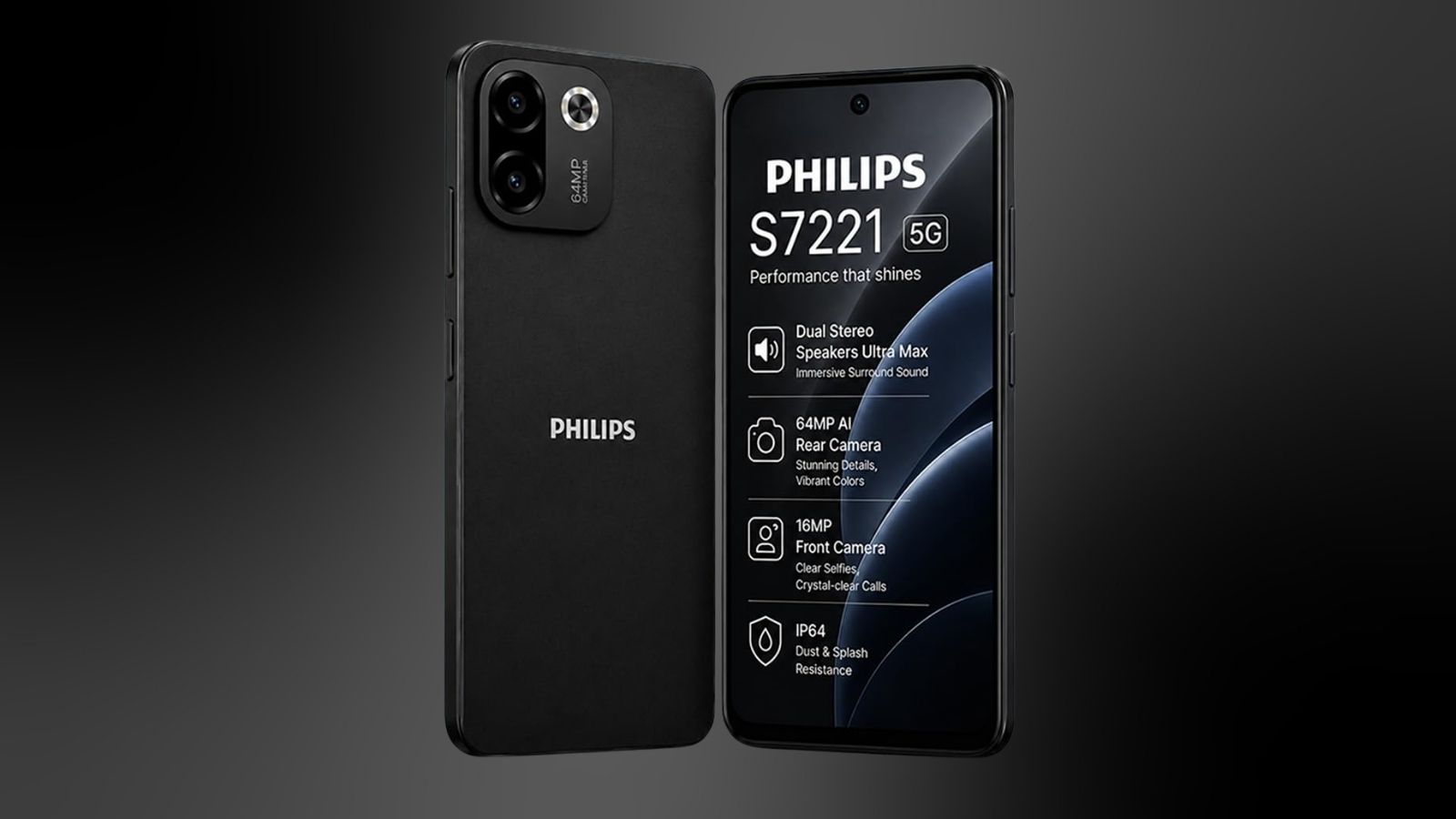 Philips S7221 5G black front and back design showcased