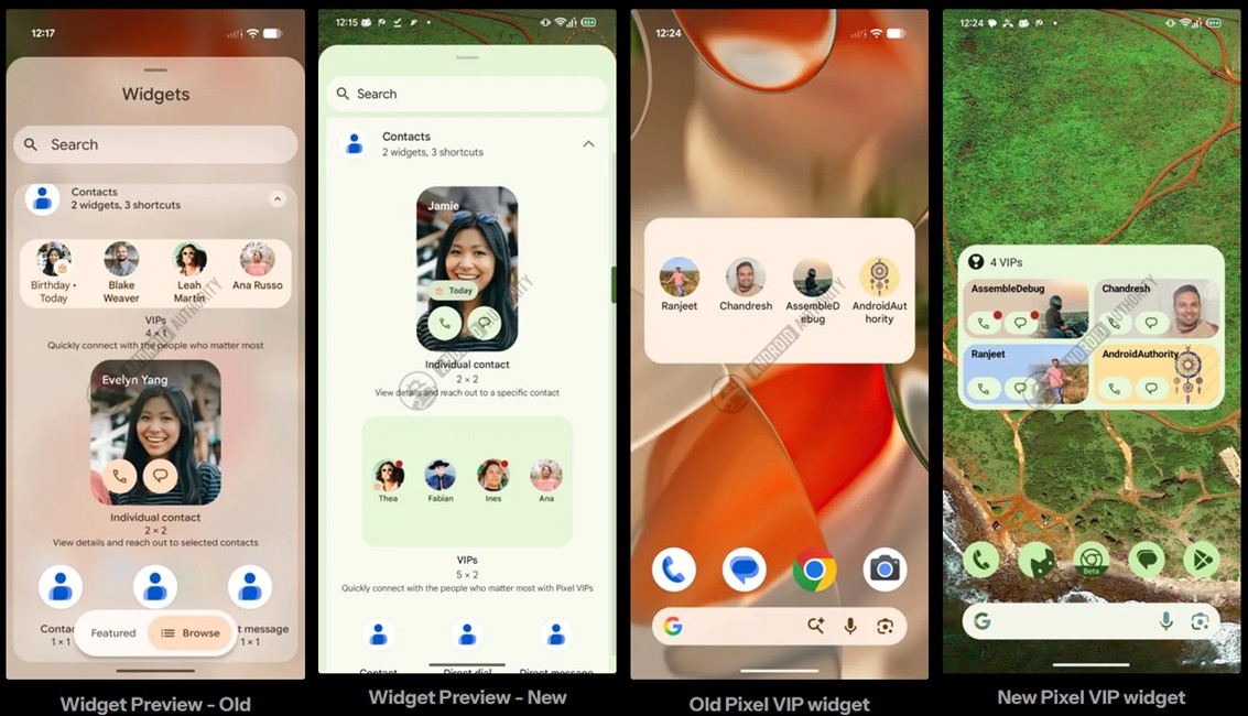 Google Pixel VIPs old and new widget design comparison Google Pixel VIPs old and new widget design comparison