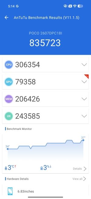 Poco X8 Antutu Benchmark screenshot 