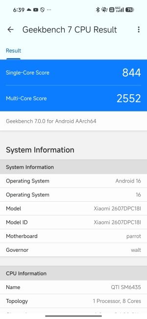Poco X8 Geekbench 7 Benchmark screenshot 