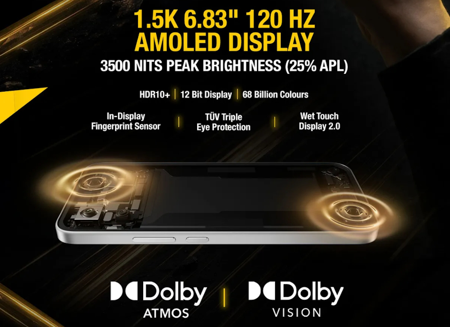 Poco X8 Power display and speakers