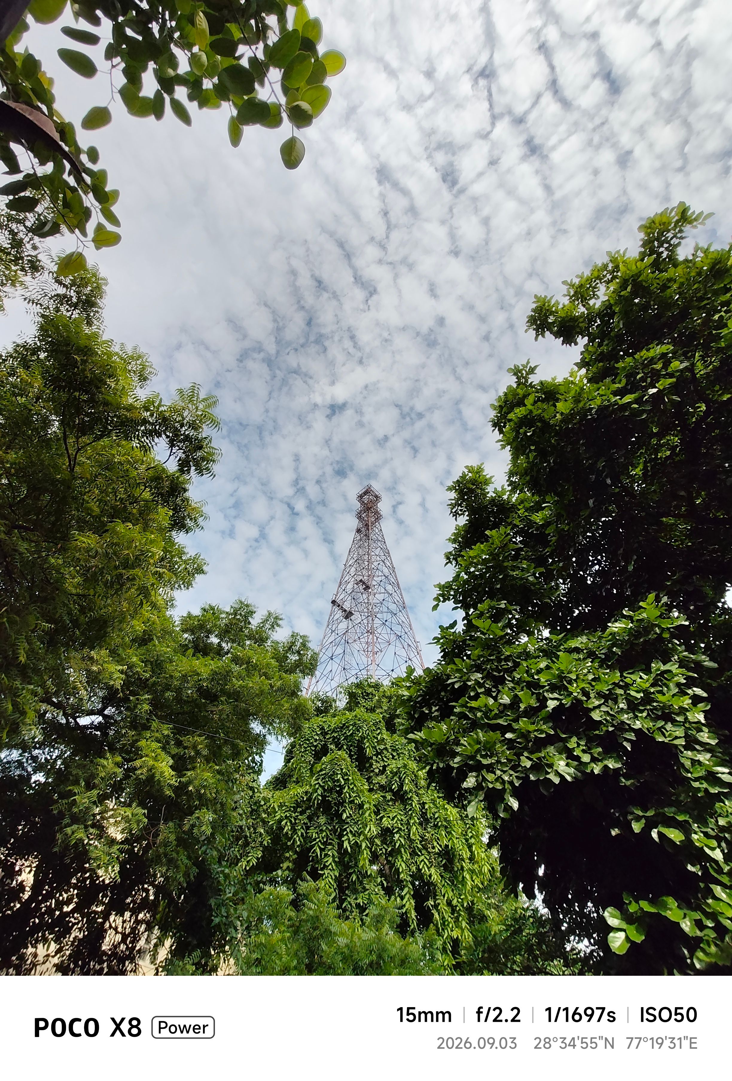 Poco X8 Power tower ultrawide shot during the day showcasing