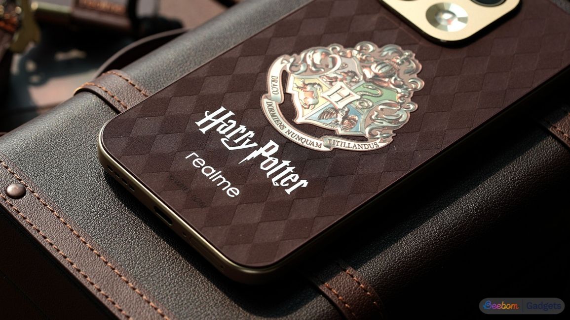 close up shot of Realme 16 Pro Harry Potter Edition showing the logo close up shot of Realme 16 Pro Harry Potter Edition showing the logo