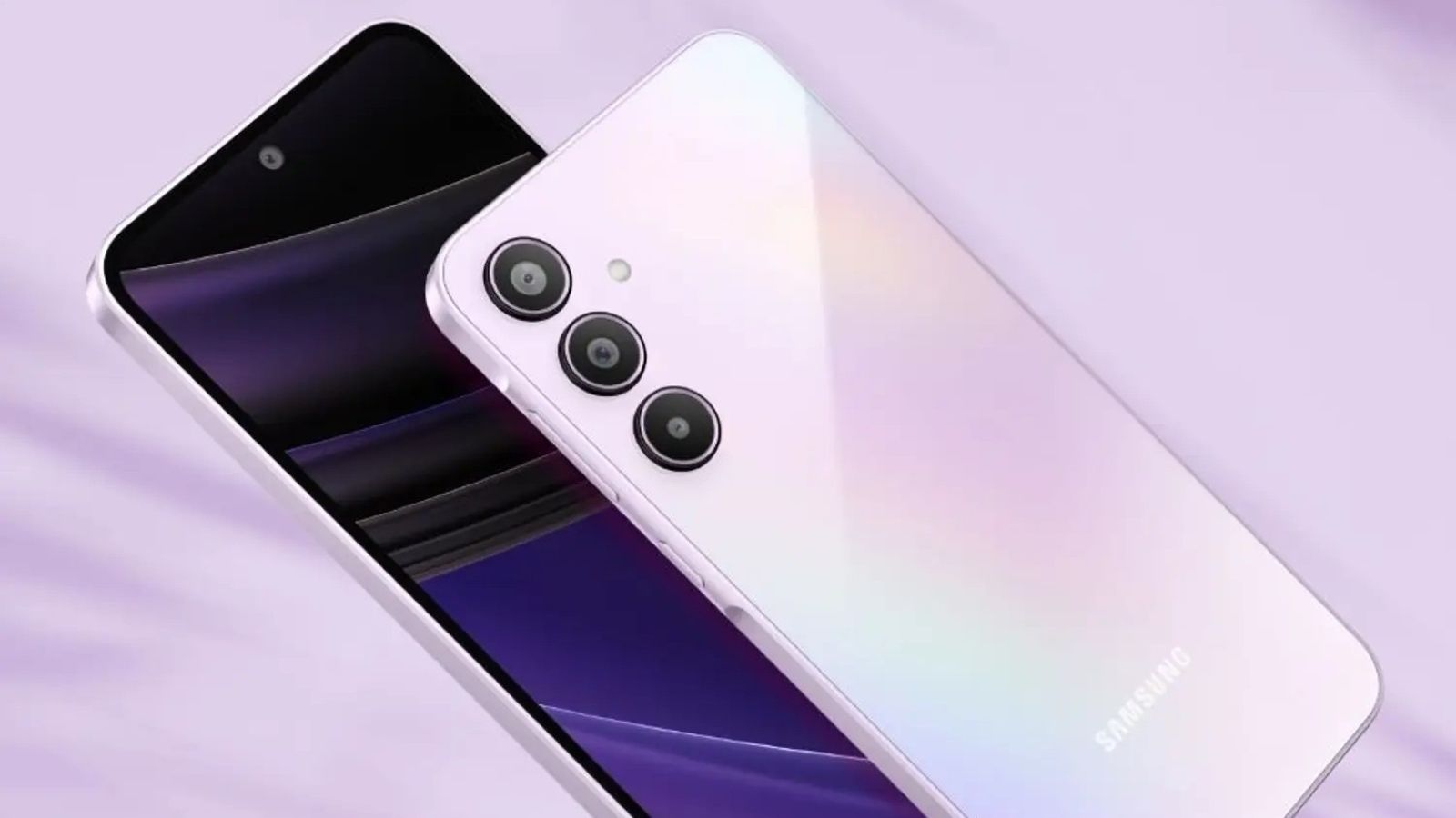 Samsung Galaxy A35 smartphone from the front and back in Pink colourway Samsung Galaxy A35 smartphone from the front and back in Pink colourway