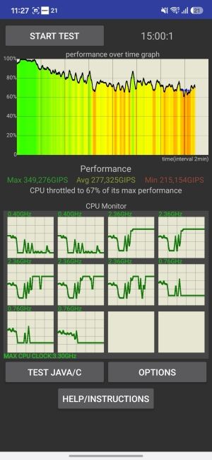 Samsung Galaxy S26 FE CPU Throttling benchmark screenshot Samsung Galaxy S26 FE CPU Throttling benchmark screenshot