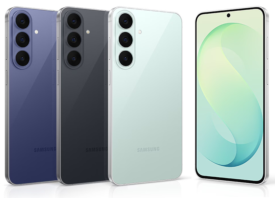 Galaxy S26 FE back design showcased in Pistachio, Blueberry and Graphite colour options Galaxy S26 FE back design showcased in Pistachio, Blueberry and Graphite colour options