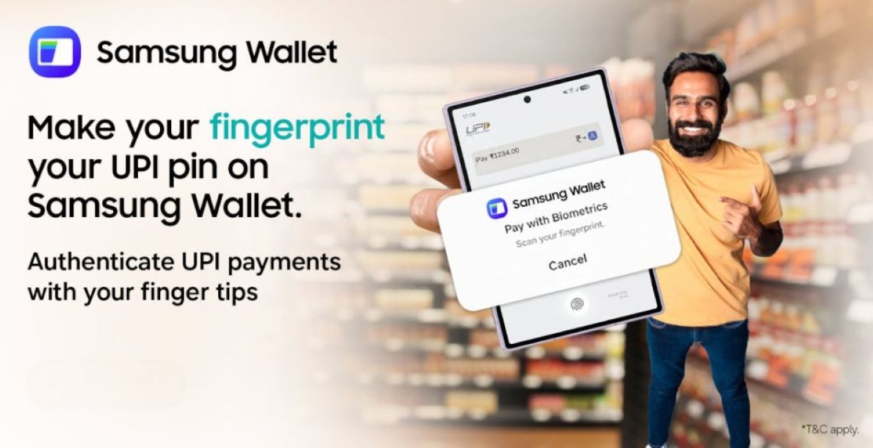 Samsung Wallet Biometrics UPI payments illustration Samsung Wallet Biometrics UPI payments illustration