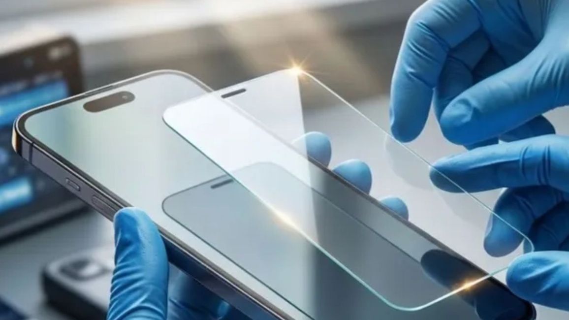 Applying screen protector on smartphone